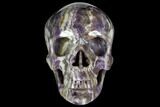 Realistic, Carved Chevron Amethyst Skull #150915-2